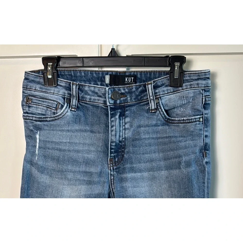 KUT From The Kloth Women Size 6 Catherine Distressed Boyfriend‎ Jeans Blue Denim
